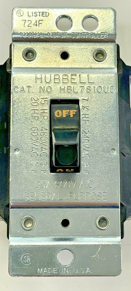 HUBBEL HBL781OUD GENERAL PURPOSE MANUAL MOTOR CONTROLLER SWITCH