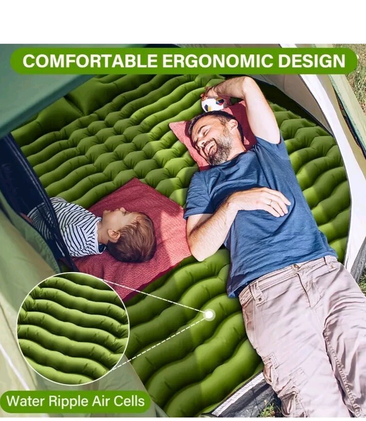 Double Sleeping Pad - Self Inflating 4" Thick for 2 Person
