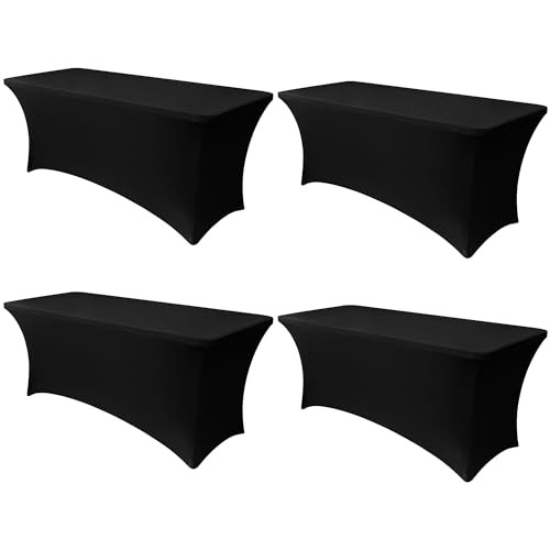 6ft Stretch Spandex Table Cover - 4 Pack Universal 6 Ft | 4 Pack Black