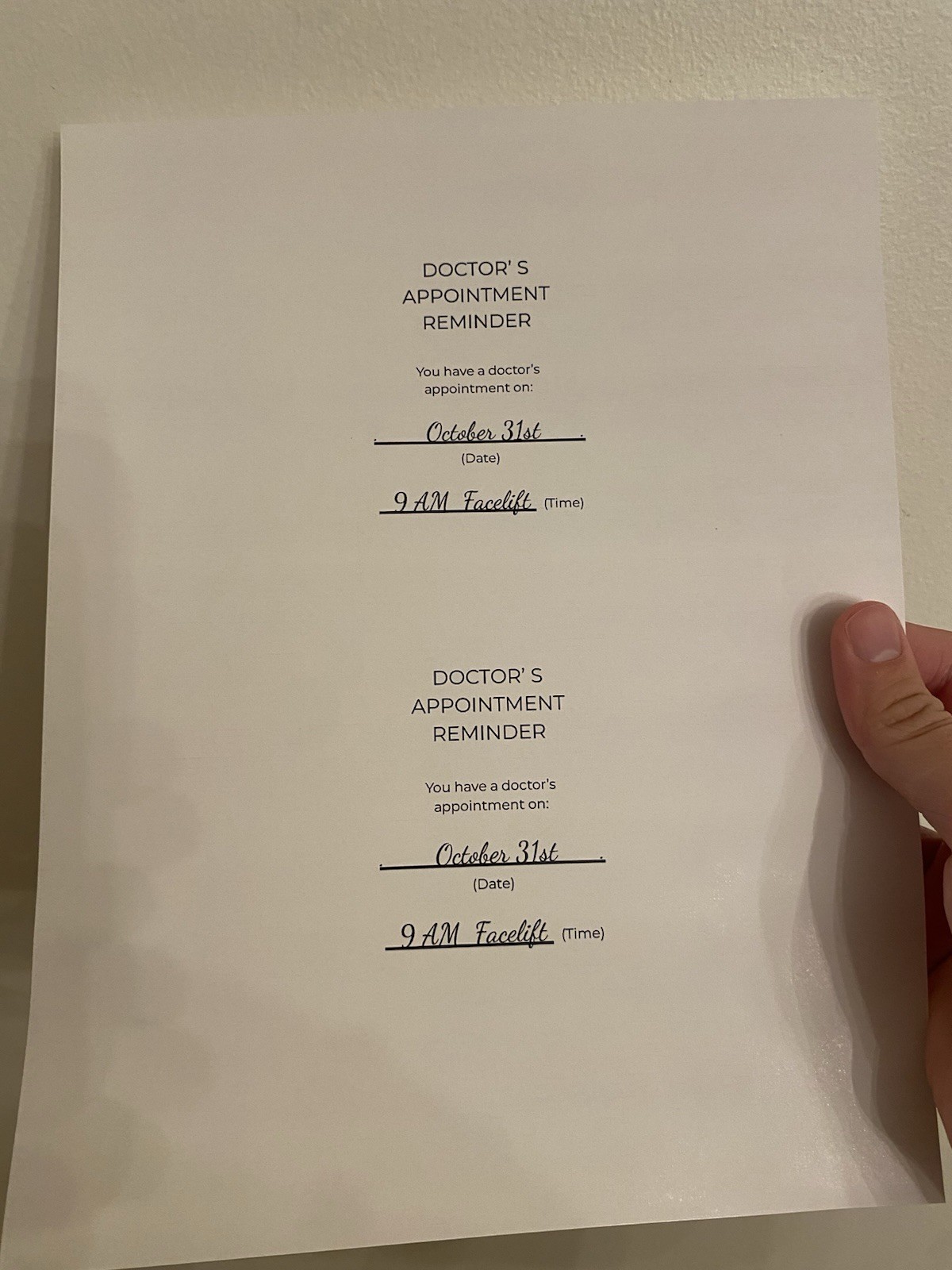 Sheet of Mrs. Potato Head’s Doctor Appointment reminder MELANIE MARTINEZ MV