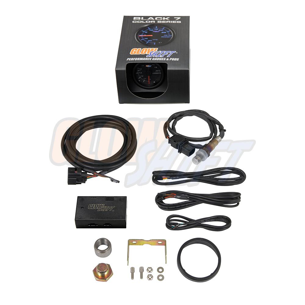GlowShift Black 7 Color Needle Wideband Air/Fuel Ratio AFR Gauge w Data Logging
