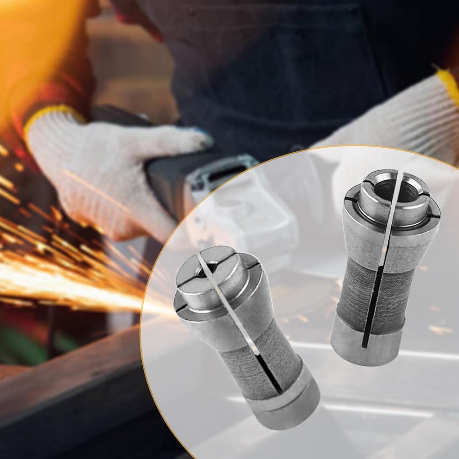 4 Pcs Die Grinder Collet Adapter Set for 1/4" & 1/8" Arbors - 3mm & 6mm Chucks