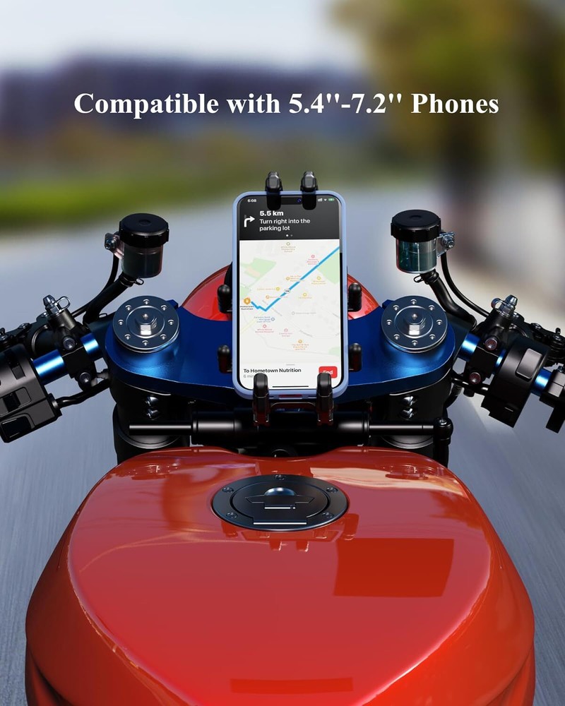 BRCOVAN Motorcycle Fork Stem Phone Mount with Vibration Dampener & Black