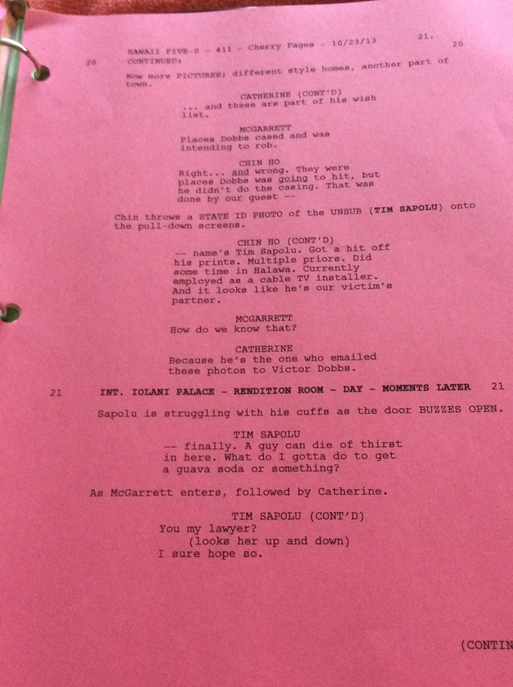 HAWAII FIVE-O ORIGINAL SCRIPT 411 SCHEDULE 2013 PUKANA DANIEL DAE KIM