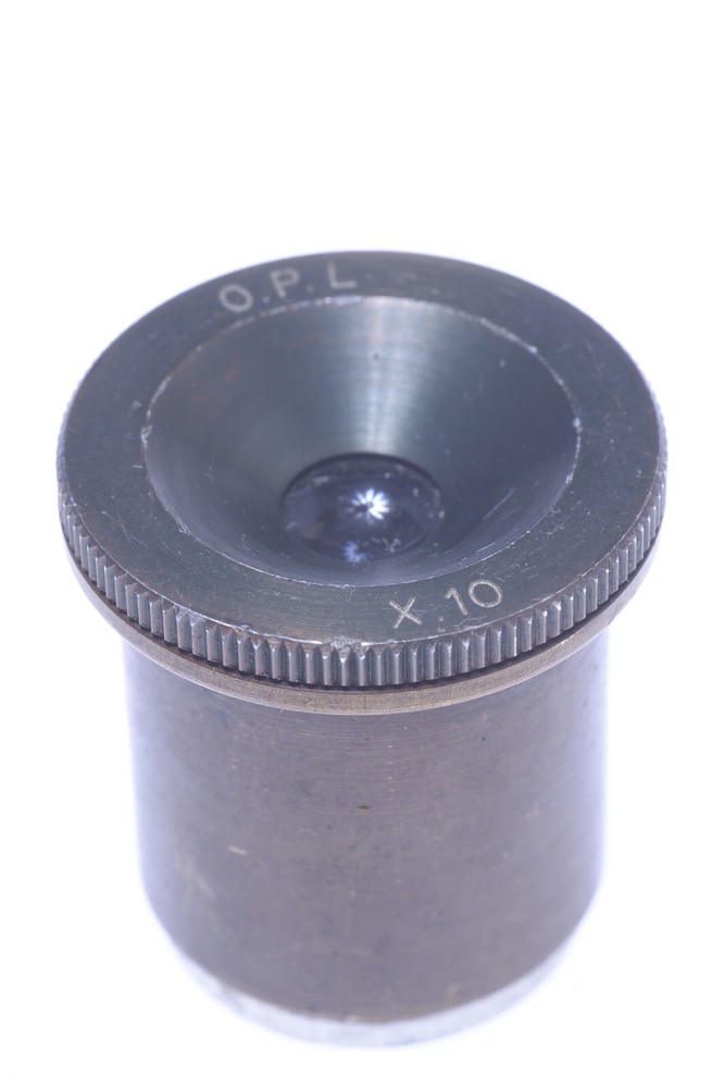 ✅ OPL, O.P.L. MICROSCOPE 10X OCULAR MICROMETER 23MM DIAMETER MOUNT LENS