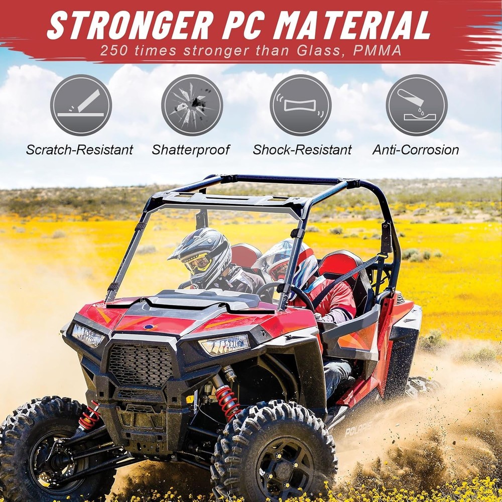 StarknightMT Scratch-Resistant Full Windshield Compatible with Polaris Clear