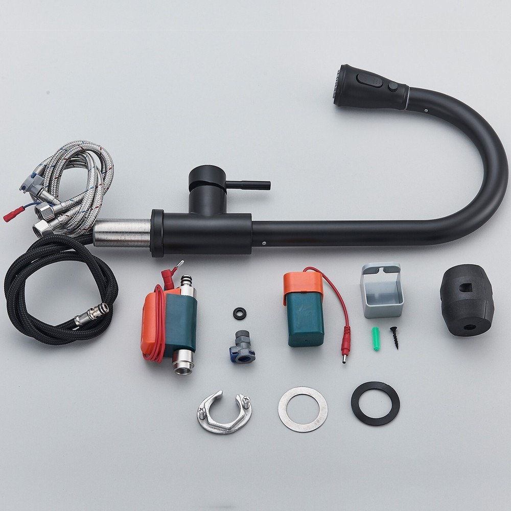 Touch Sensor Kitchen Sink Faucet Pull Down Sprayer Matte Black Single Hand Taps