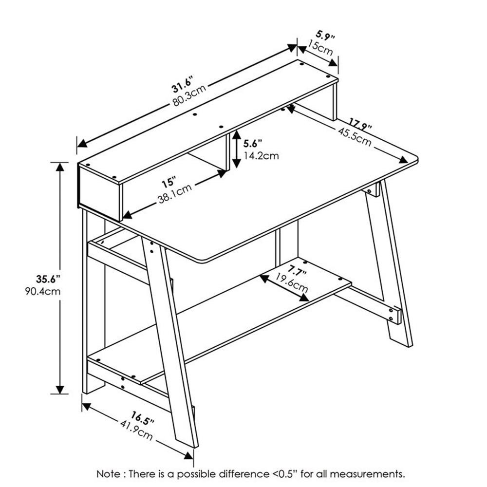 Pemberly Row Engineered Wood Simplistic A Frame Computer Desk in Espresso