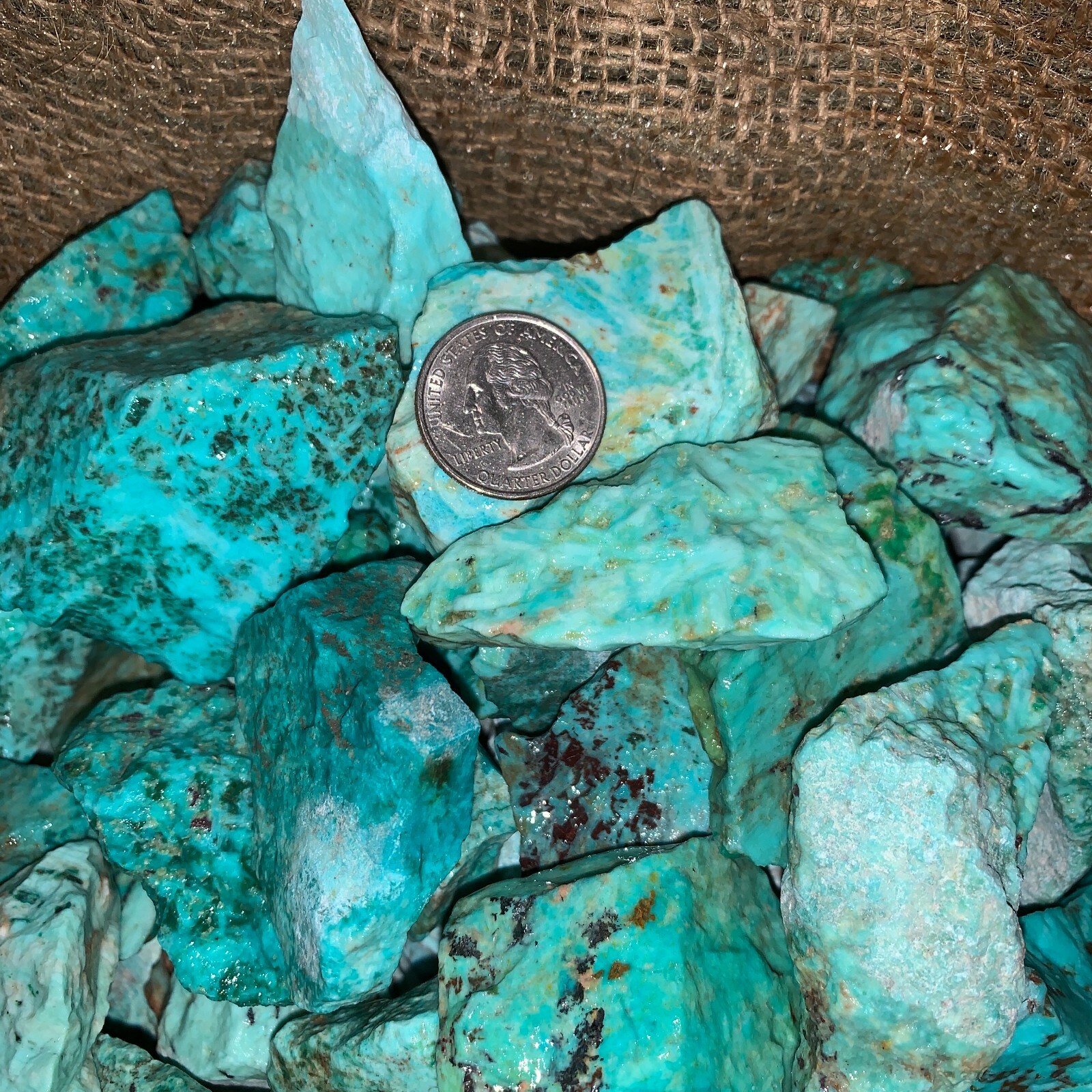 3000 Carat Lots of Natural Turquoise Rough + a Free Faceted Gemstone