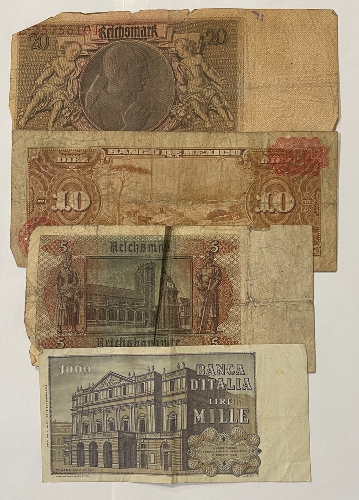 Old Foreign Currency (#608) 12 different lower grades. Some with problems nice