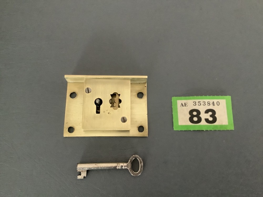 SOLID BRASS DRAWER LOCK - 66mm x 12mm x 47mm - EXCELLENT CONDITION