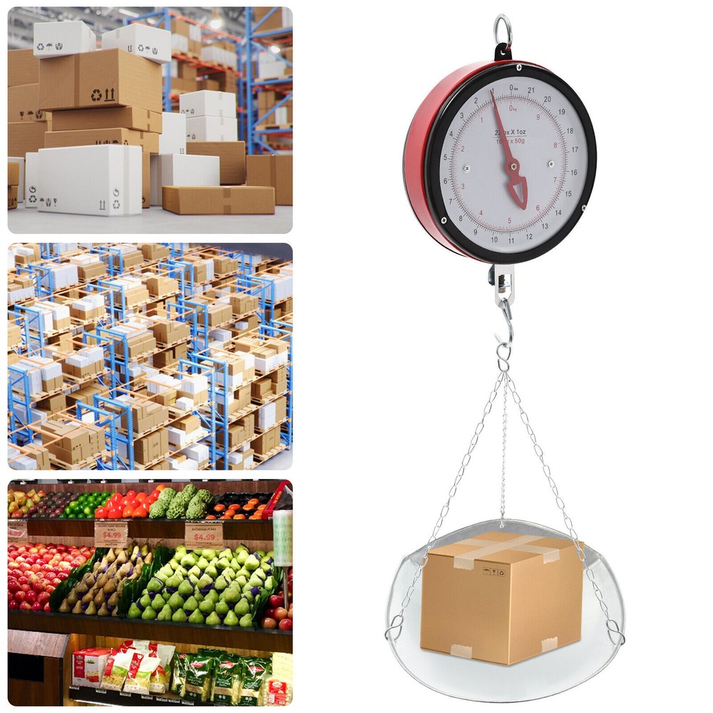 22 lbs Double-Sided Dial Hanging Scale with Durable Tray and Hook