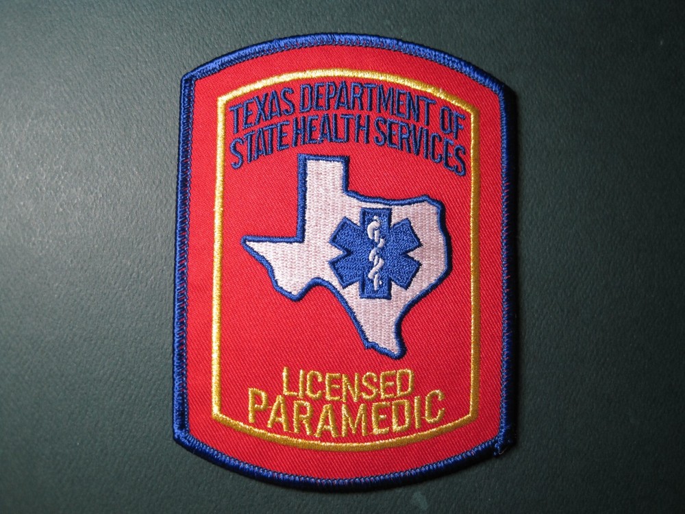 Texas Licensed Paramedic Patch Genuine 3M Hook Applied Shoulder Size Look!