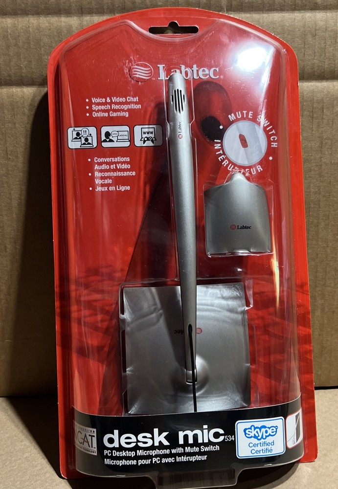 Labtec Desk Mic #534 PC Desktop Microphone W/Mute Switch - New - Read