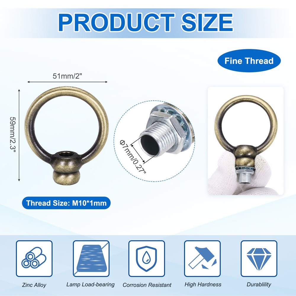 8kg M10 2x2.3" Thread Lifting Eye Nut Holder Hook Ring Copper