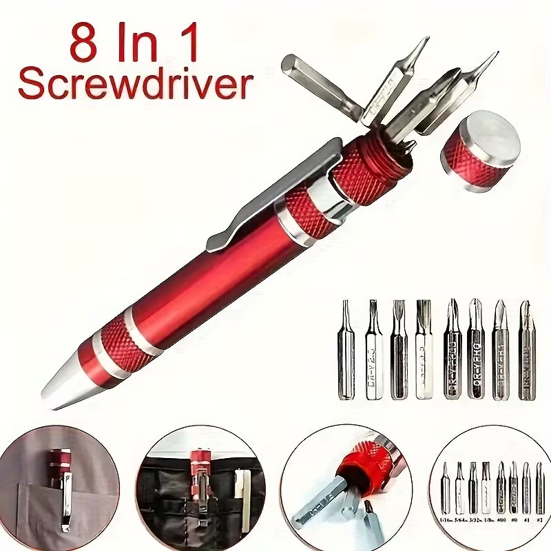 2 Sets, Red 8-in-1 Multifunctional Precision Screwdriver Set