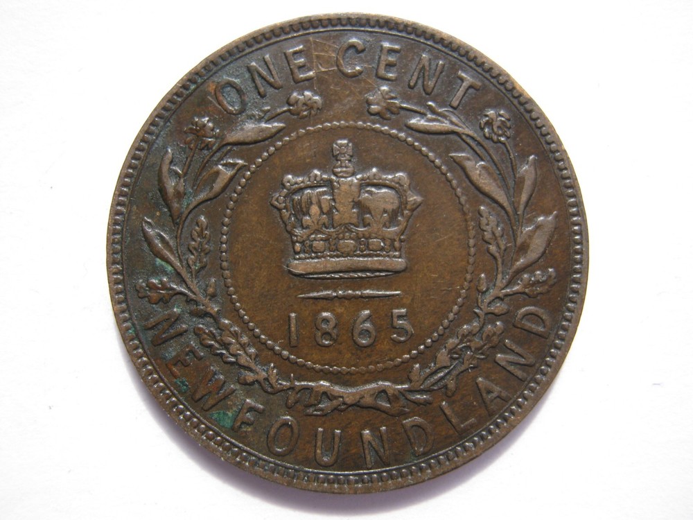 Canada Newfoundland 1865 bronze One Cent VF graffiti