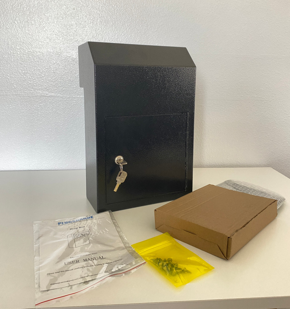 OPEN BOX Door Drop Box, Mail Slots, Through The Door Locking Mailbox, Black