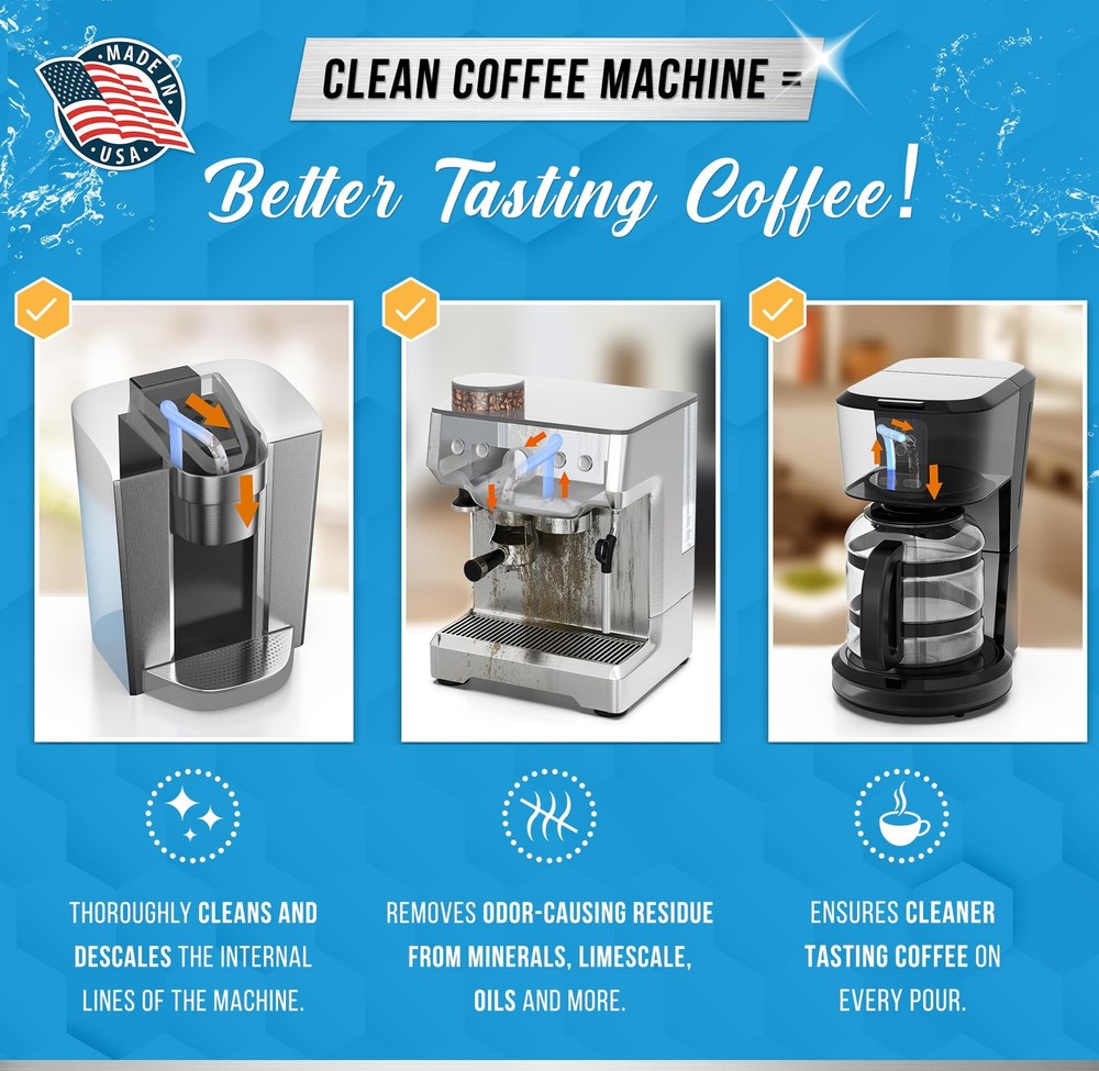 ACTIVE Coffee Machine Descaler Descaling Solution 32 Fl Oz (Pack of 1), Clear