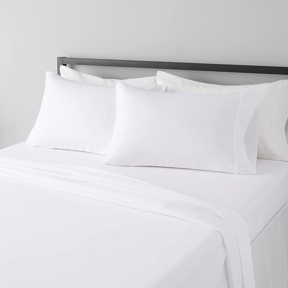 Amazon Basics Full 4-Piece Microfiber Sheet Set 14" Deep Pockets Bright White