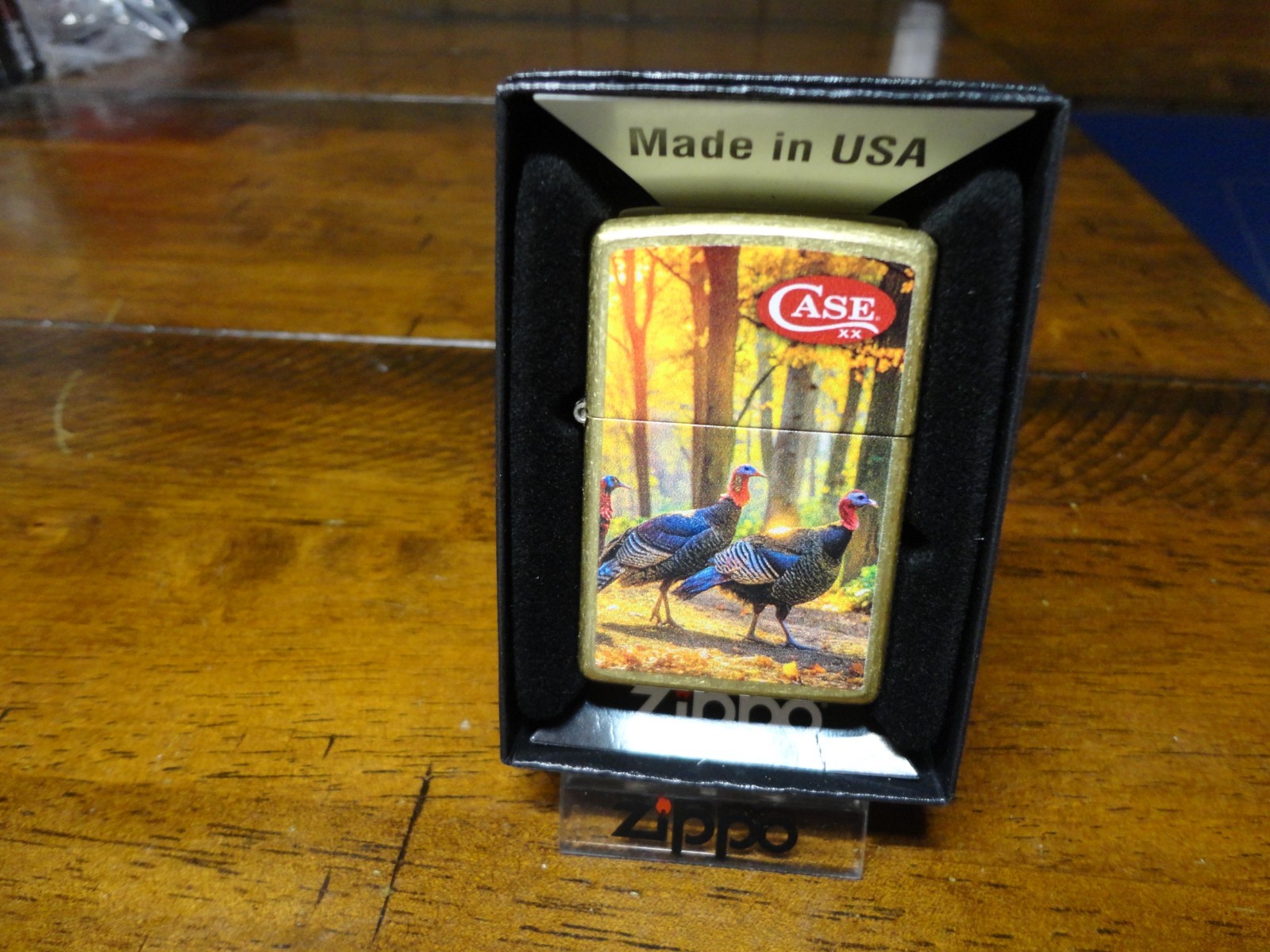 FLOCK OF TURKEY CASE XX KNIFE ZIPPO LIGHTER MINT IN BOX