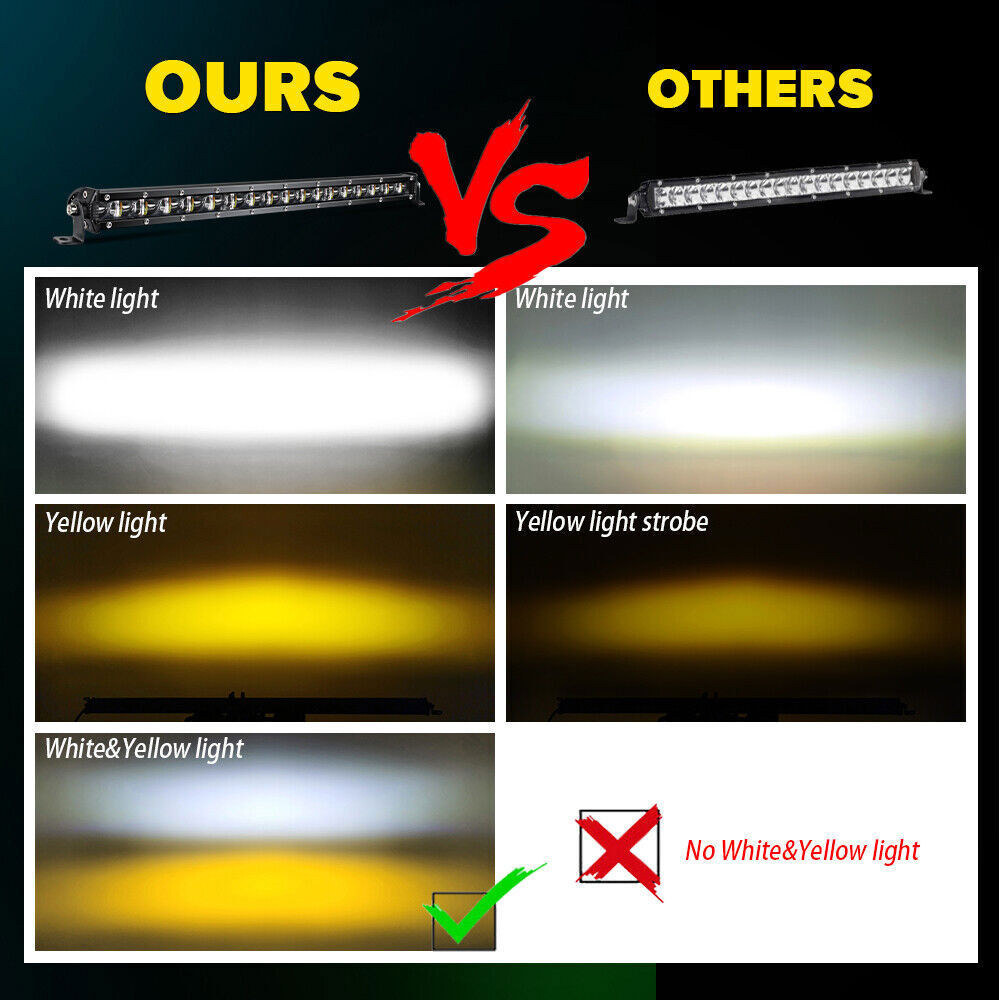 Slim 32'' Strobe Single Row LED Work Light Bar Driving Offroad Truck SUV Wire