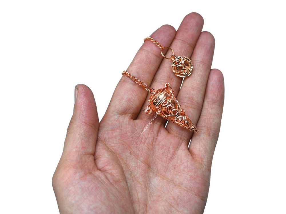 Copper Cone Chamber Om Openable Steel Copper Pendulum for Divination