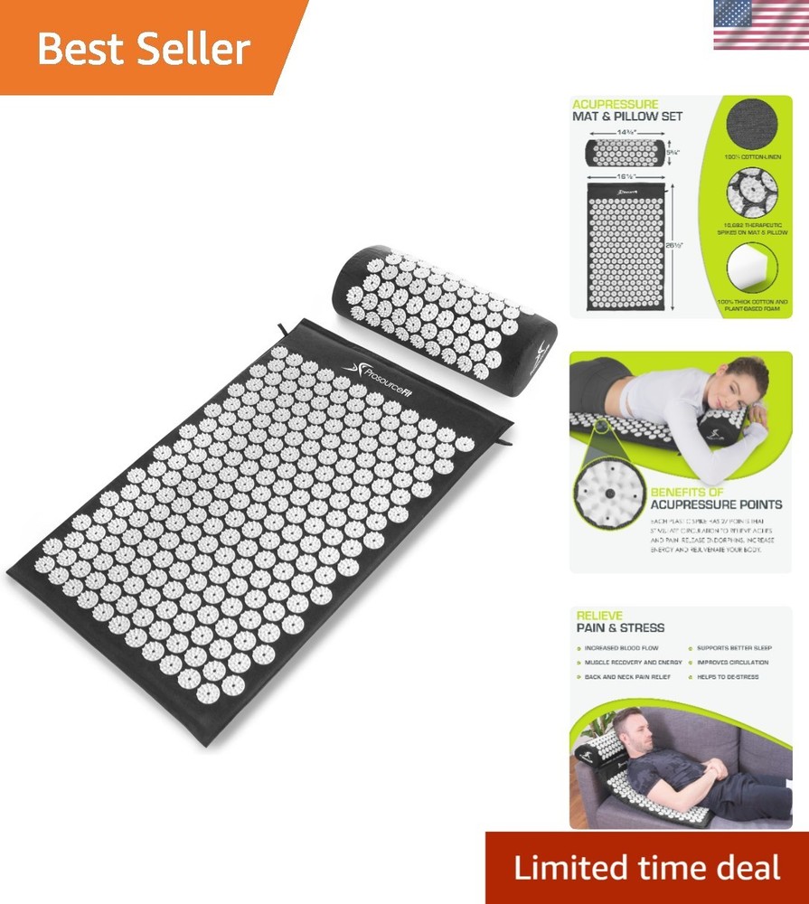 Black/White Acupressure Mat and Pillow Set - Neck & Back Relief Solution