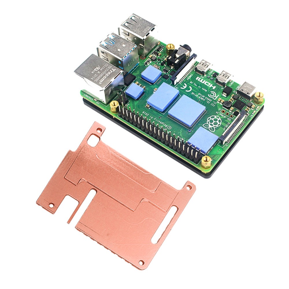 Ultra-thin Copper Heatsink Protective Passive Cooling Case For Raspberry Pi 4B w