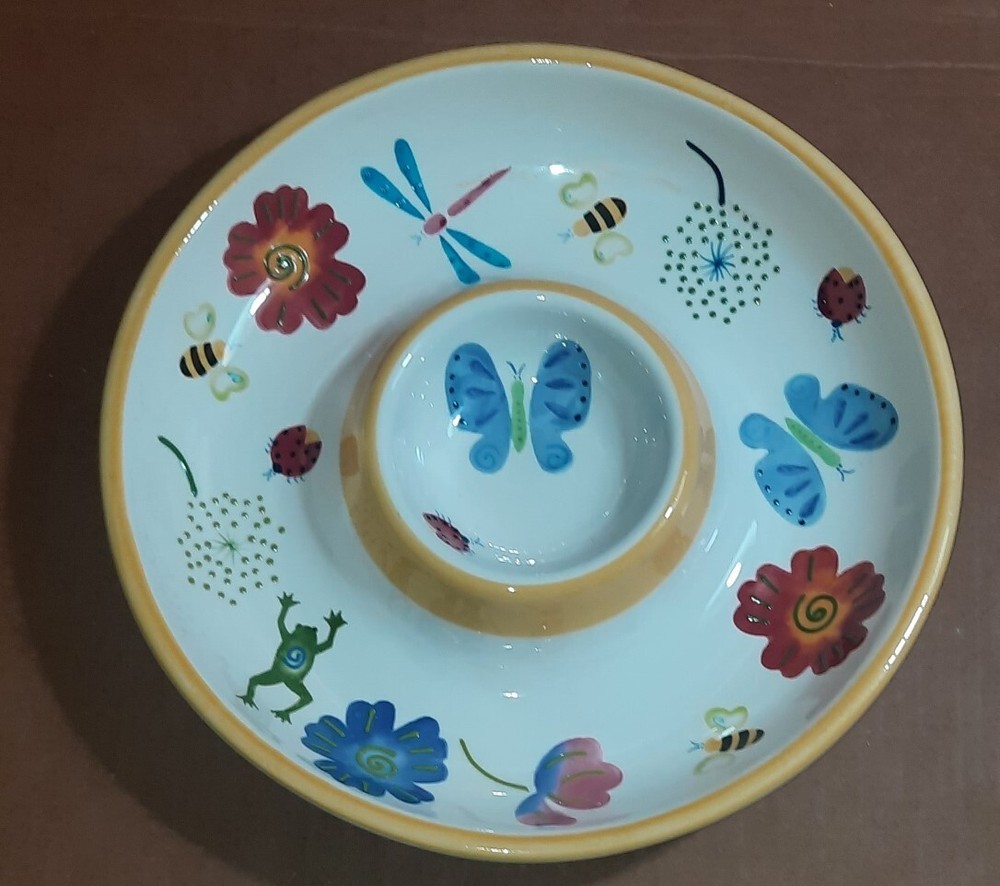 Dish Ceramic Chip and Dip Wal-mart "Spring Bugs" 13.5"