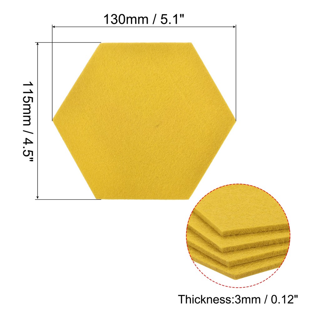 Felt coasters 9pcs hexagonal pads coasters, yellow