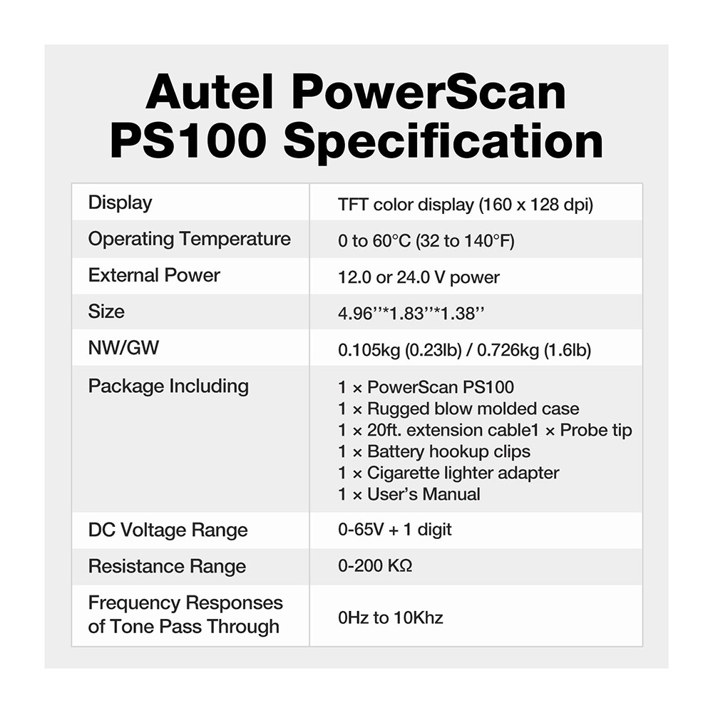 Autel PowerScan PS100 Car Electrical System Diagnosis Tool Power Probe AVO Meter
