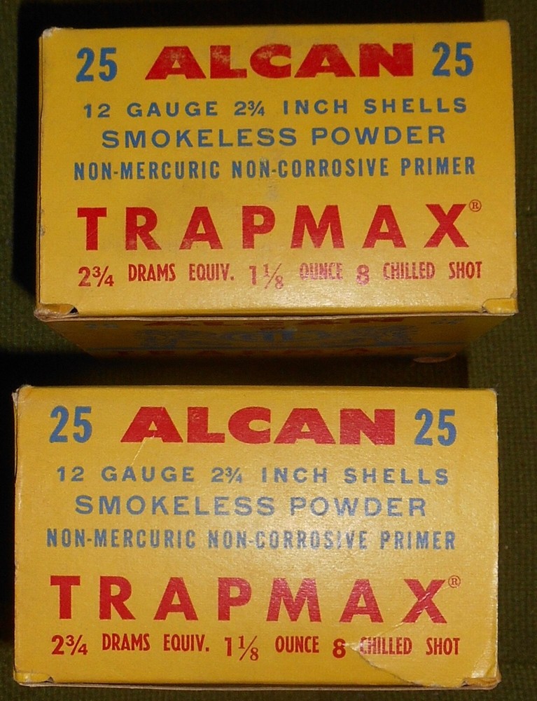 2 Alcan Trapmax 12 gauge Shotgun Shell ammo Boxes - Empty