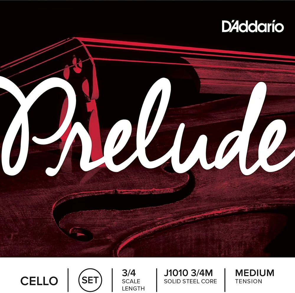 D’Addario J1010 Prelude Cello String Set, 3/4 Scale Medium Tension