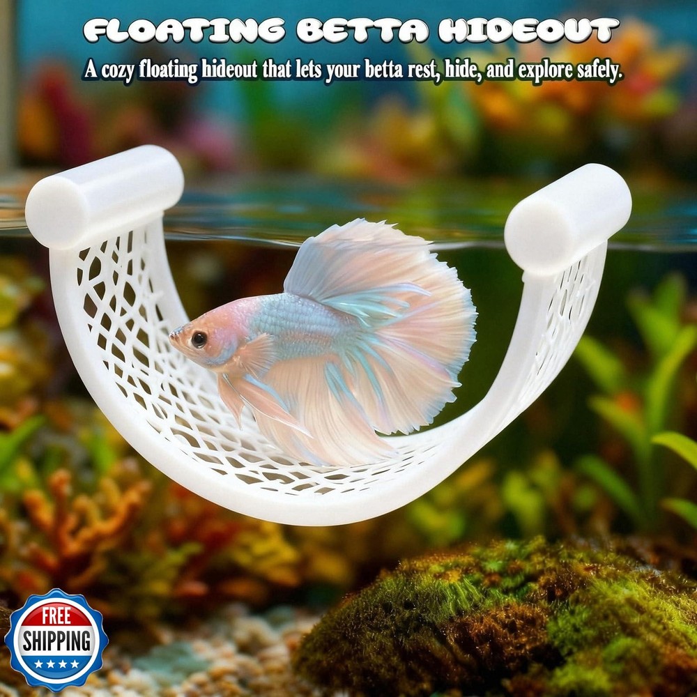 White Floating Betta Fish Hammock – Minimalist Rest Platform and Floating Bed