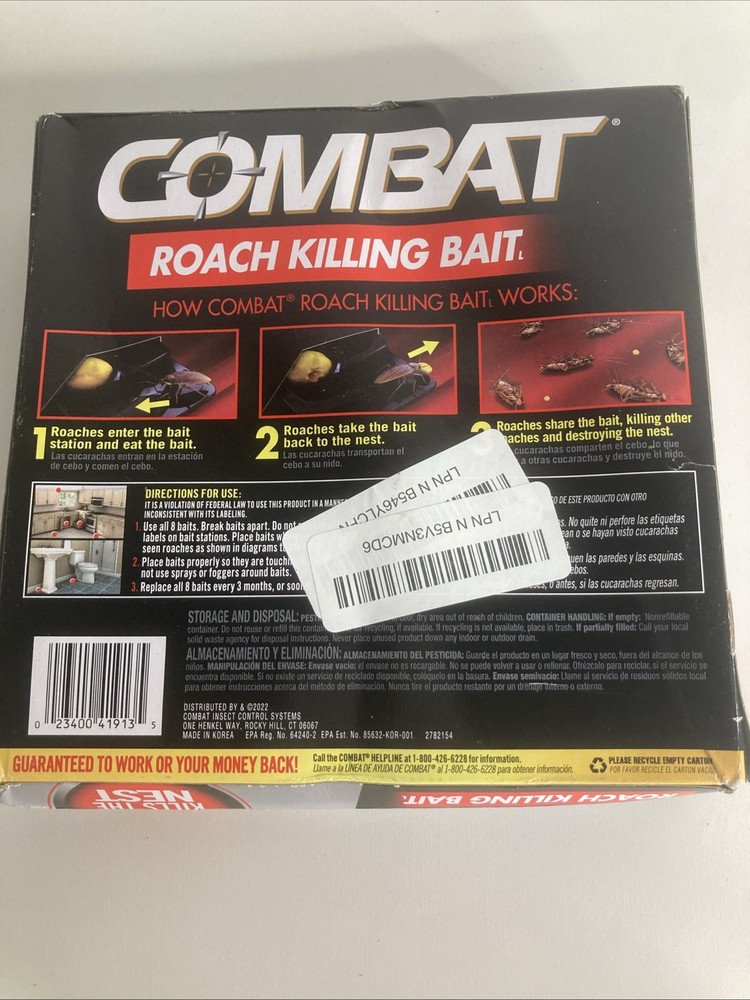 COMBAT Roach Killing Bait for Large Roaches - 8 Count.⚡️