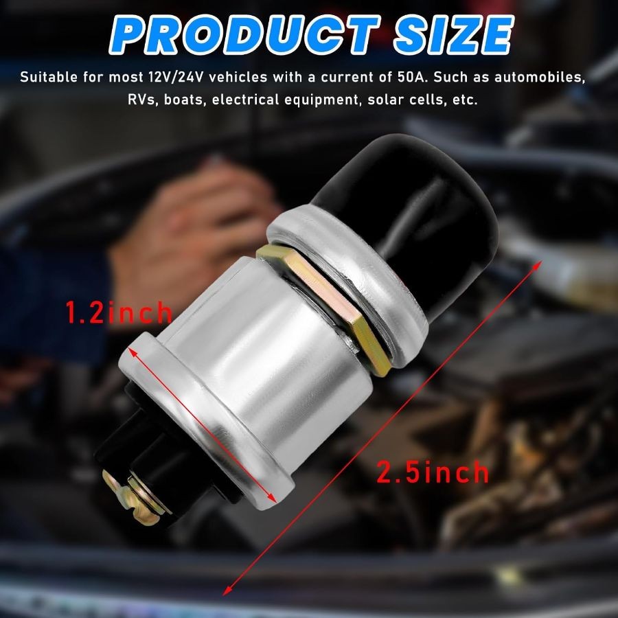 2 PCS Push Button Momentary Starter Switch, 12/24V Engine Start Ignition-Black