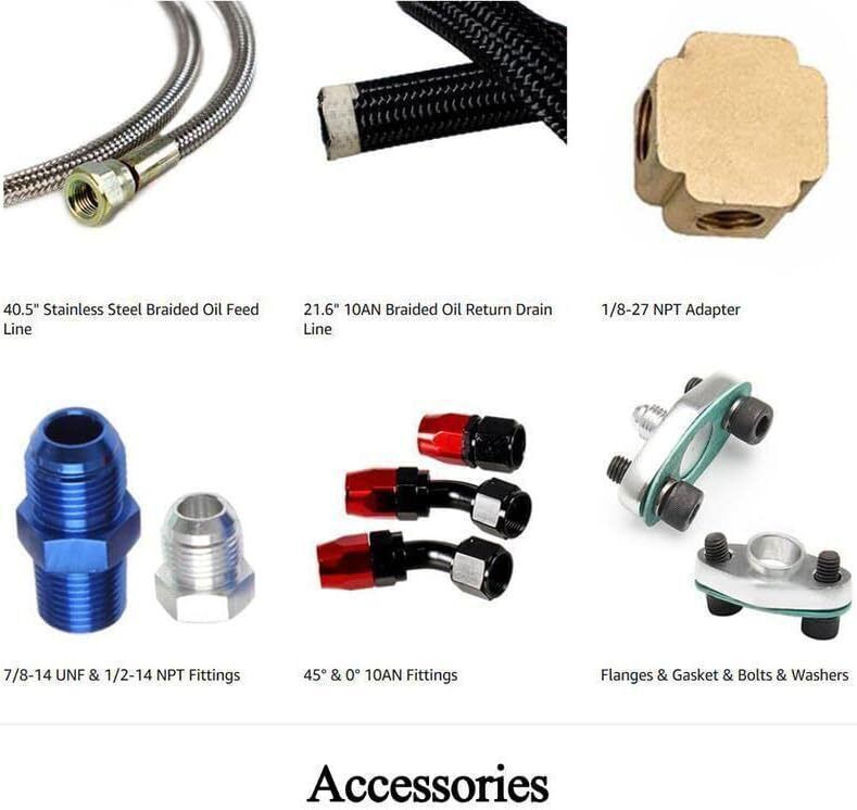 Oil Feed Line+10AN Oil Drain Return Fitting Kit For Turbo T3 T4 T6 GT45 T04E T66