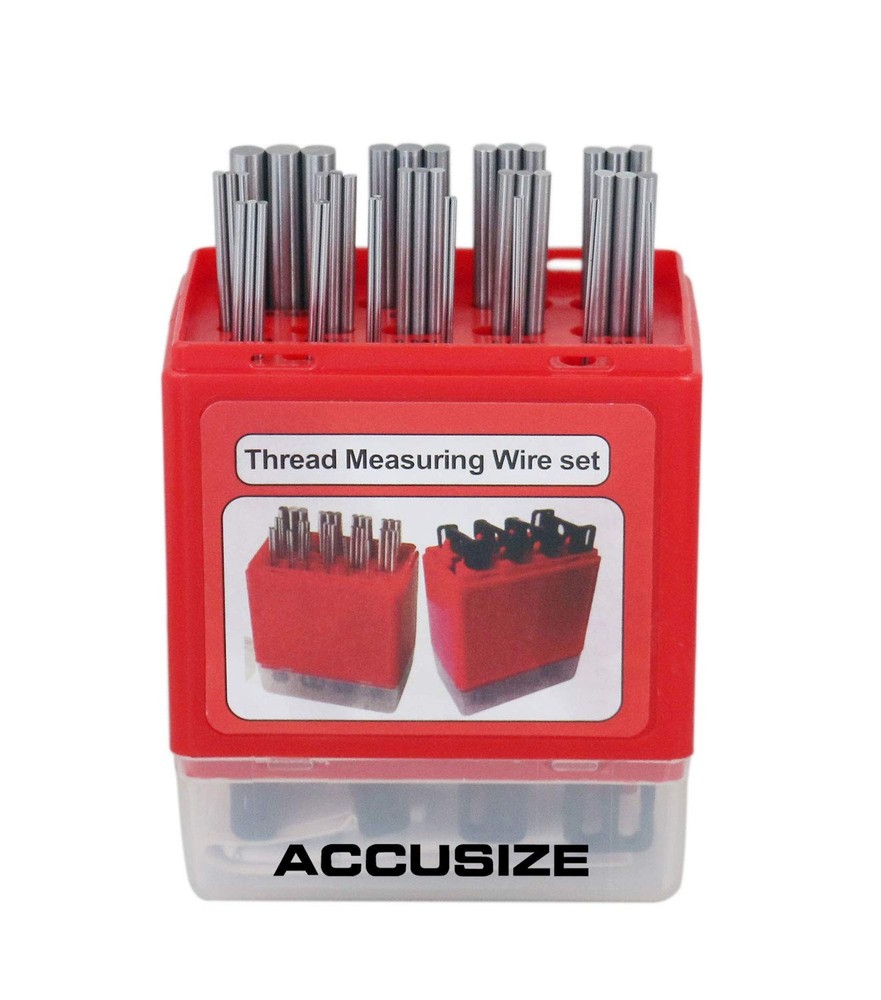 U.S. and Metric Thread Measuring Wire Set with Thread Measuring Wire Holders,...