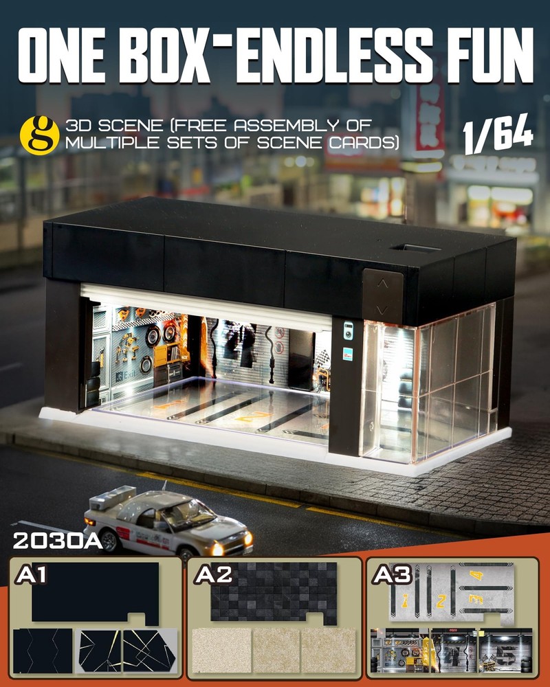 1/64 Scale Diecast Display Case for Hot Wheel Storage with LED Lights, Stacka...