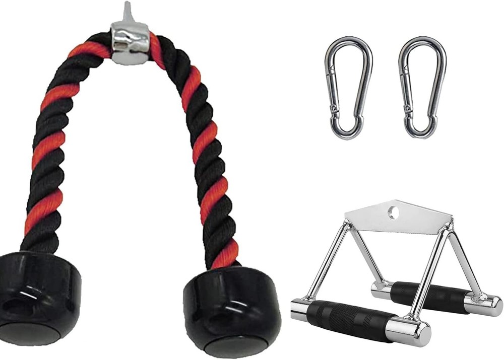 Double D Row Handle Cable Attachment Weight Workout Machine Gym LAT Pull Down V