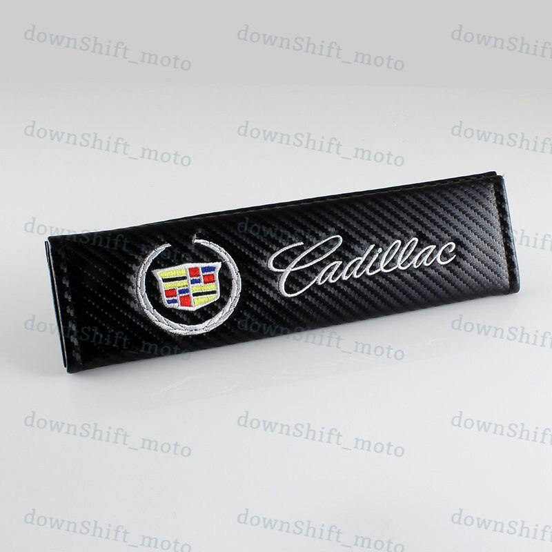 New X2 Carbon Fiber Look Embroidery Seat Belt Cover Shoulder Pads for CADILLAC