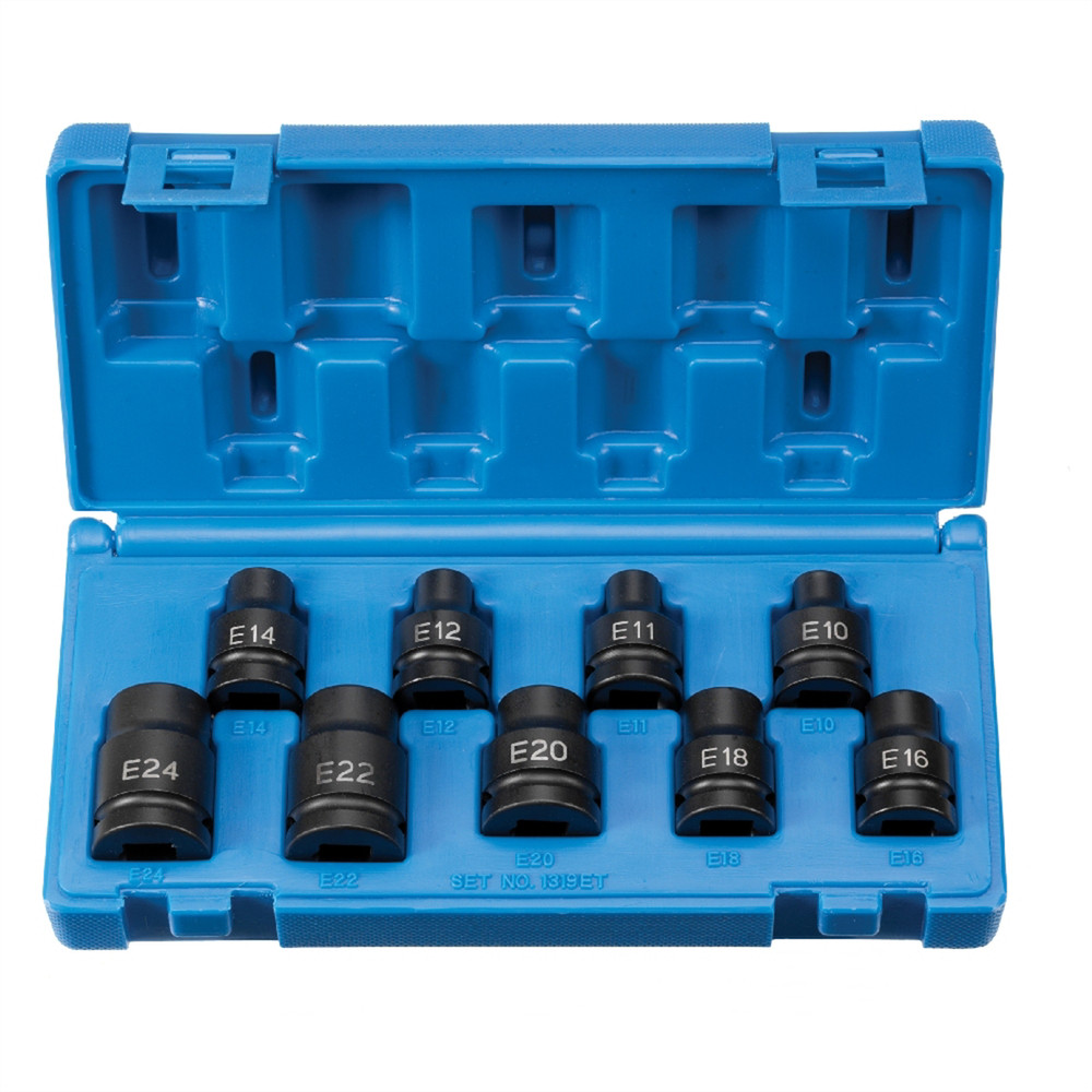 Grey Pneumatic 1/2" Drive 9 Piece External Star Impact Socket Set