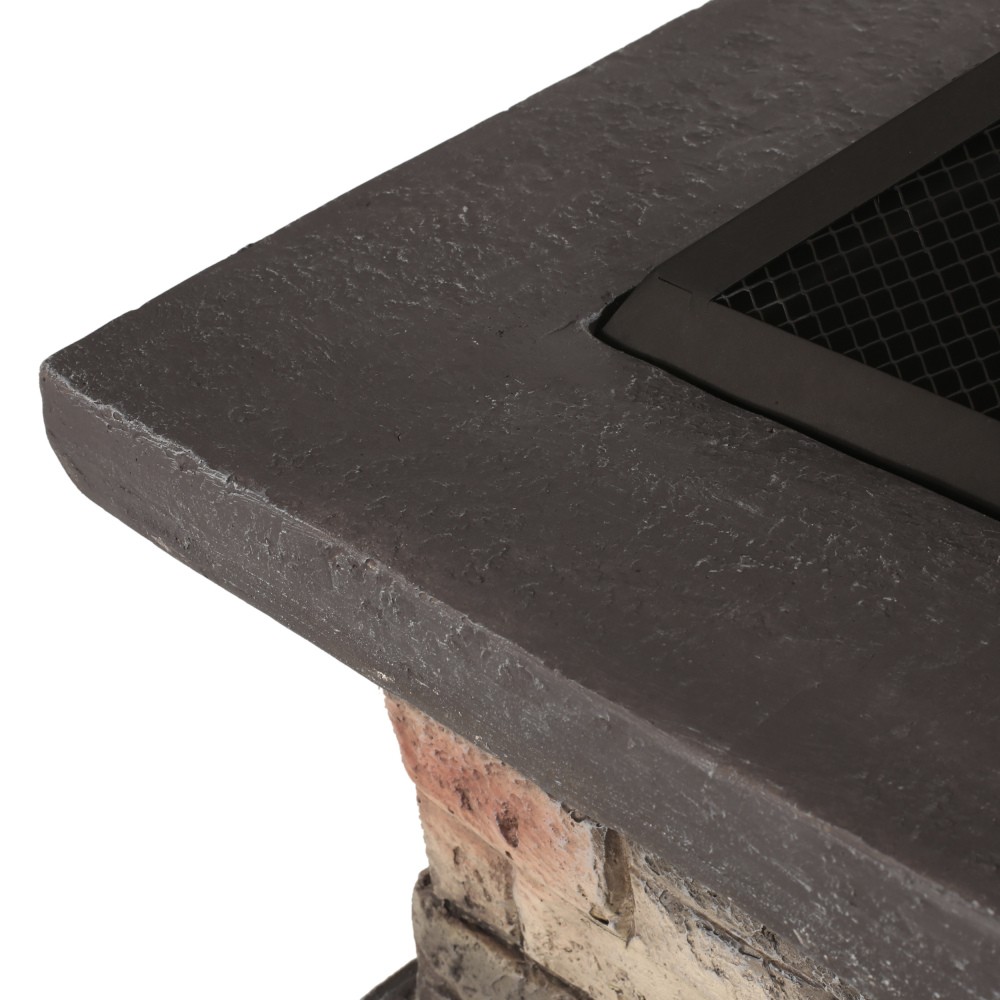 Square Wood-Burning Fire Pit with Protective Shield