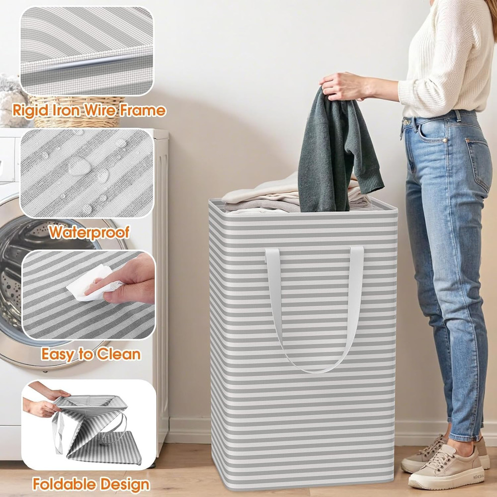 3 Pack Laundry Basket, Waterproof & Freestanding Large Laundry Hamper, Collapsib