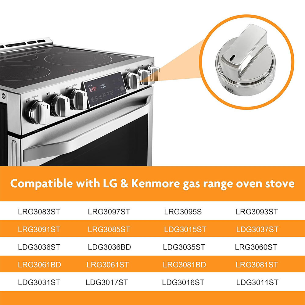 5 Pack LG & Kenmore Compatible Stove Knobs AEZ73453509 Burner Control Knobs