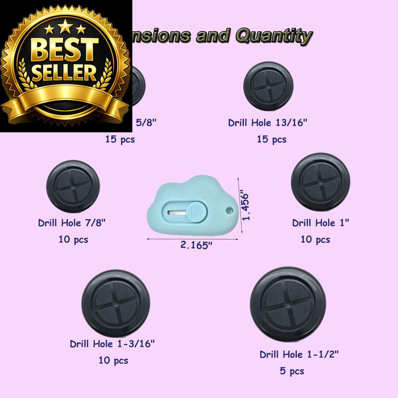 65Pcs Round Rubber Grommets kit 6 Sizes Double Sided for...
