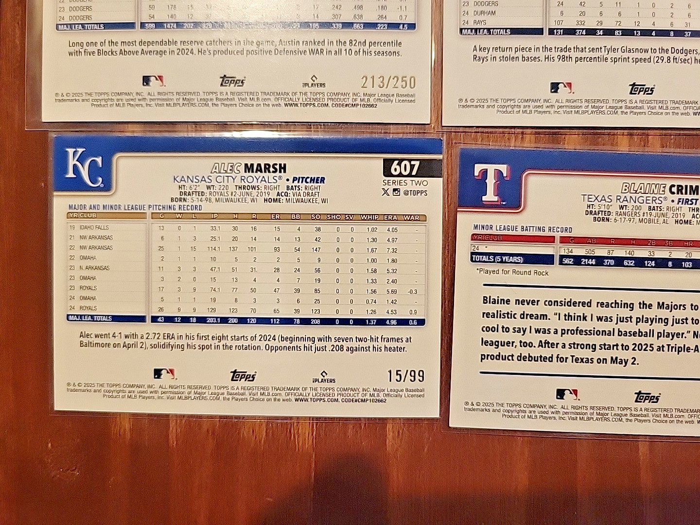 2025 Topps Lot Of 24 Serial Numbered Cards Including Gold Blue Green Purple