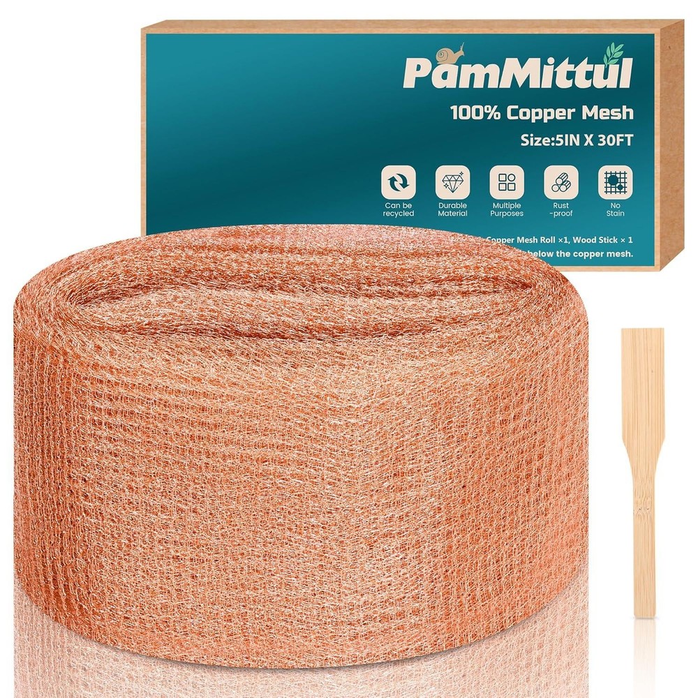 Copper Mesh Rodent Control, 5in X 30ft Rustproof Pure Copper Mesh Roll