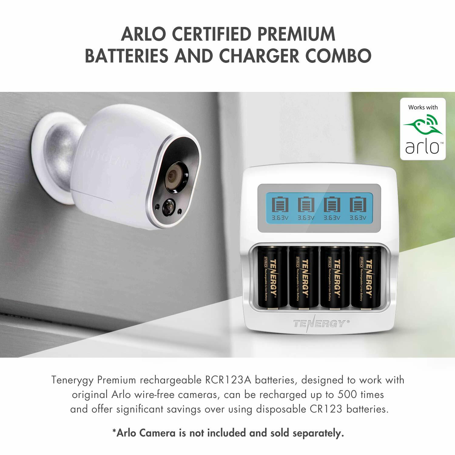 PREMIUM Arlo Camera Rechargeable Battery & Charger Kits - RCR123A Li-ion